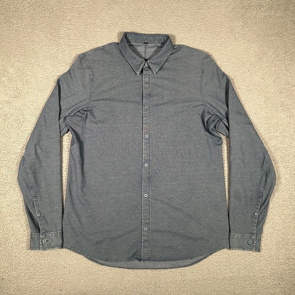 Lululemon Shirt Mens Large Blue Commission Chambray Casual Preppy Button Up Logo